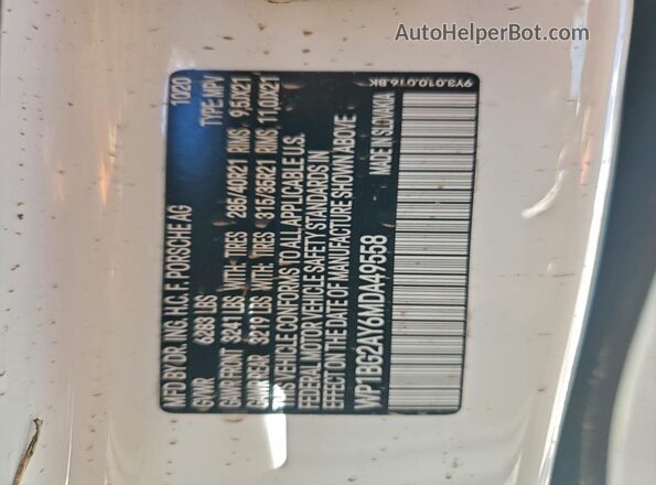 WP1BG2AY6MDA49558 2021 PORSCHE CAYENNE Белый Вид подкапотного пространства