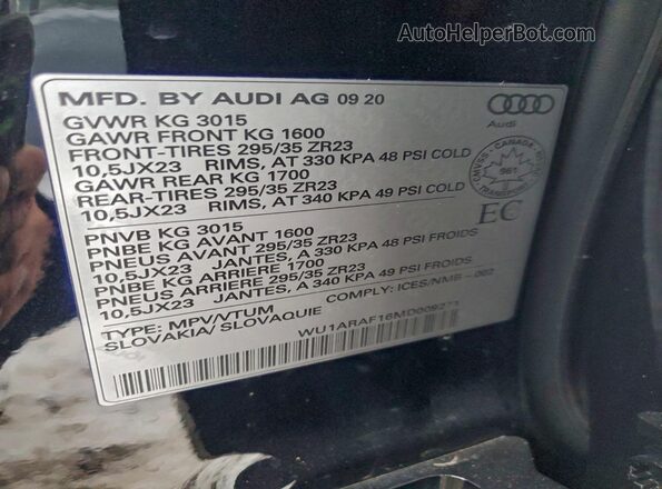 WU1ARAF16MD009271 2021 AUDI RS Black 360 interior view