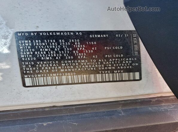 WVGDMPE29MP020930 2021 VOLKSWAGEN ID.4 White Engine compartment view