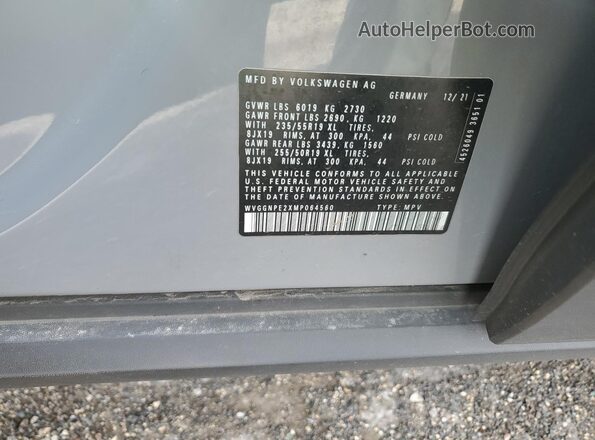 WVGGNPE2XMP064560 2021 VOLKSWAGEN ID.4 Gray Widok wnętrza 360 stopni