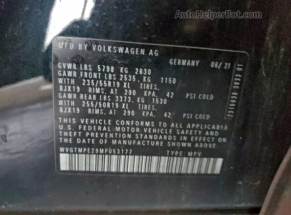 WVGTMPE29MP053177 2021 VOLKSWAGEN ID.4 Black VIN კოდის სტიკერის ხედი