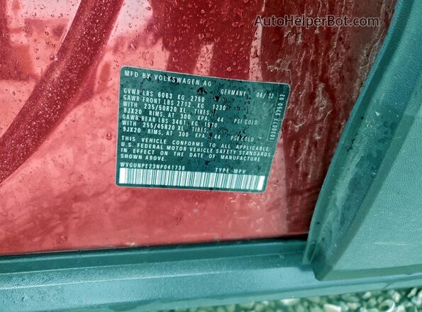 WVGUNPE23NP041738 2022 VOLKSWAGEN ID.4 Red VIN კოდის სტიკერის ხედი