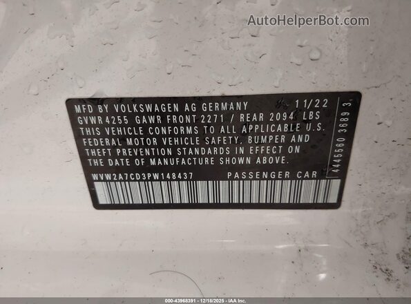 WVW2A7CD3PW148437 2023 VOLKSWAGEN GOLF White Вид підкапотного простору