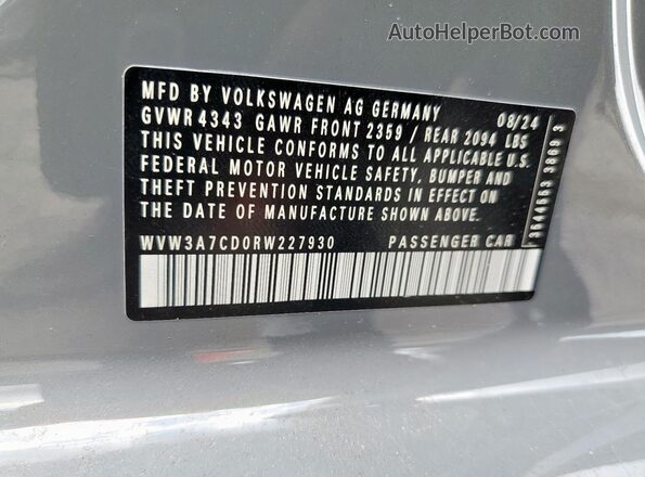 WVW3A7CD0RW227930 2024 VOLKSWAGEN GTI Charcoal 