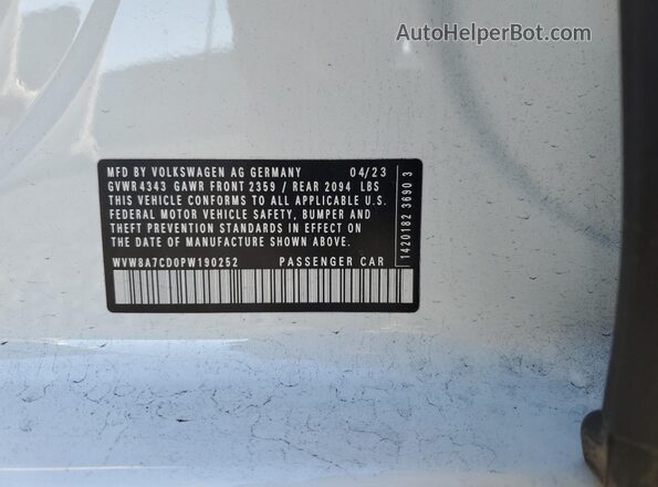 WVW8A7CD0PW190252 2023 VOLKSWAGEN GTI White Սալոնի 360 աստիճան տեսք