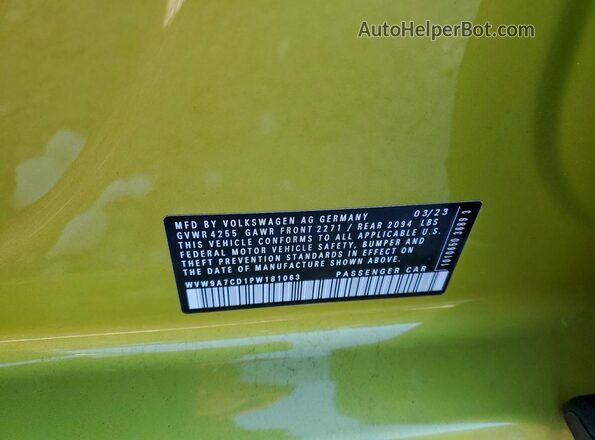 WVW9A7CD1PW181063 2023 VOLKSWAGEN GTI Yellow Вид підкапотного простору
