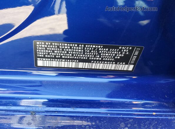 WVWBB7CDXPW192769 2023 VOLKSWAGEN GOLF Blue ძრავის განყოფილების ხედი