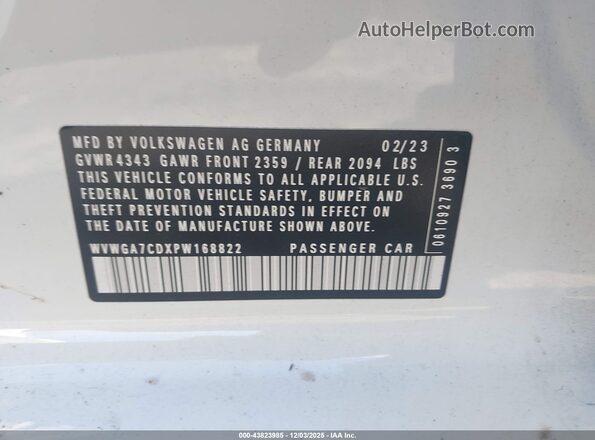 WVWGA7CDXPW168822 2023 VOLKSWAGEN GOLF White ძრავის განყოფილების ხედი