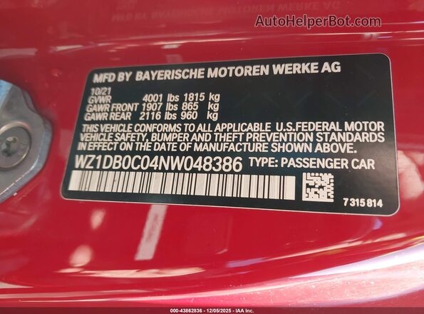 WZ1DB0C04NW048386 2022 TOYOTA GR SUPRA Red Շարժիչի բաժամունքի տեսք