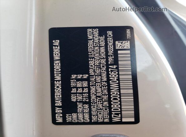 WZ1DB0C09NW048674 2022 TOYOTA SUPRA White 