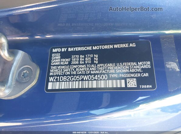 WZ1DB2G05PW054500 2023 TOYOTA GR SUPRA Blue Engine compartment view