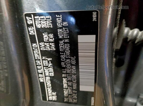YV140MTL1J2457799 2018 VOLVO S60 Gray VIN sticker view