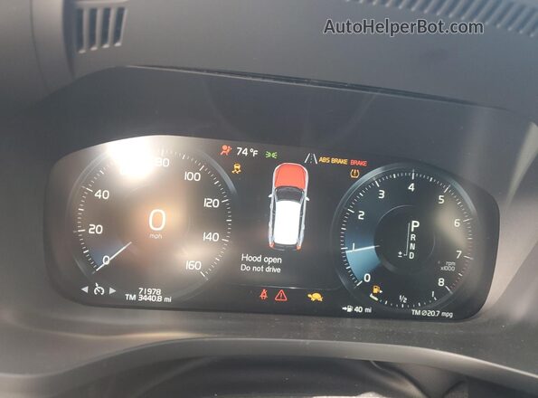 YV4102DM3L1585438 2020 VOLVO XC60 White Вид щитка приладів