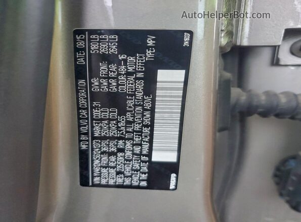 YV4612NK5G1241373 2016 VOLVO XC70 Серебряный Вид наклейки с VIN-кодом