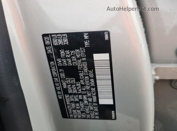 YV4A22PLXM1682182 2021 VOLVO XC90 Silver VIN կոդի պիտակի տեսք