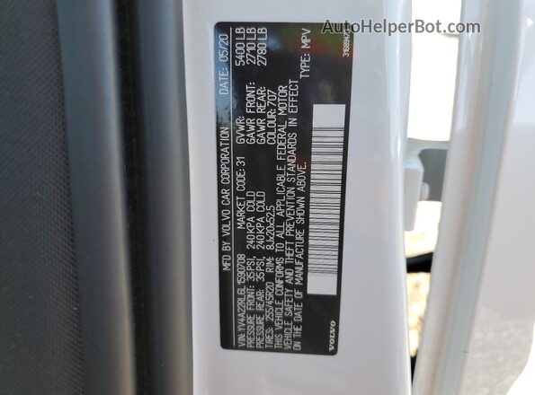 YV4A22RL6L1590708 2020 VOLVO XC60 White Вид наклейки з VIN-кодом