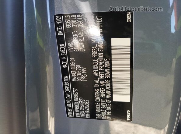 YV4BR0CLXN1803787 2022 VOLVO XC90 Blue 