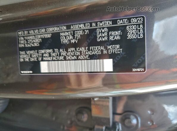 YV4H60LE0R1179587 2024 VOLVO XC90 Gray 