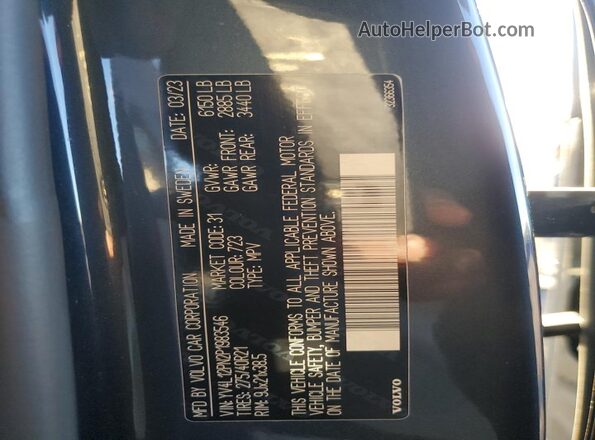 YV4L12PN2P1983546 2023 VOLVO XC90 Серый Вид наклейки с VIN-кодом