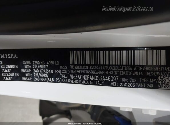 ZACNDFAN0S3A46097 2025 DODGE OTHER Белый Вид подкапотного пространства