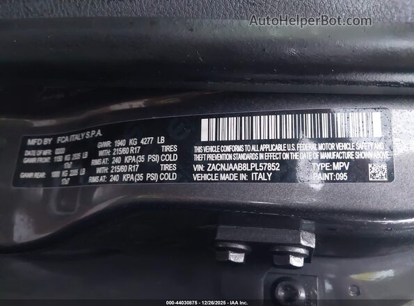 ZACNJAAB8LPL57852 2020 JEEP RENEGADE Gray Engine compartment view