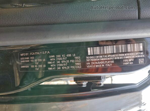 ZACNJBAB6LPL41185 2020 JEEP RENEGADE Black VIN կոդի պիտակի տեսք