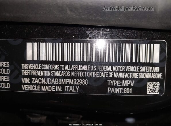 ZACNJDAB8MPM92980 2021 JEEP RENEGADE Black Engine compartment view