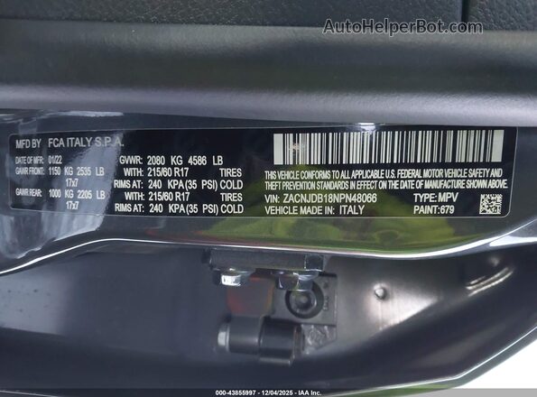 ZACNJDB18NPN48066 2022 JEEP RENEGADE Gray Widok komory silnika