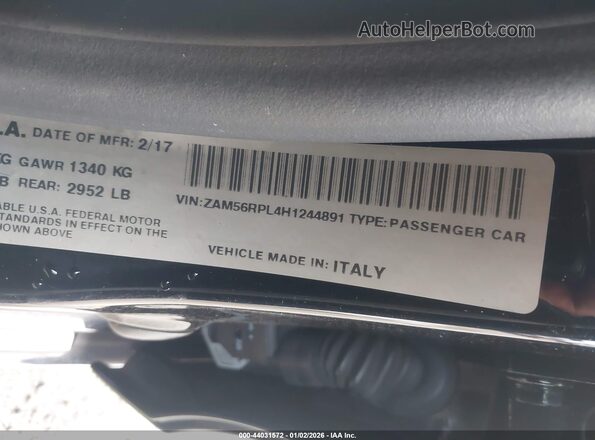 ZAM56RPL4H1244891 2017 MASERATI QUATTROPOR Black Շարժիչի բաժամունքի տեսք