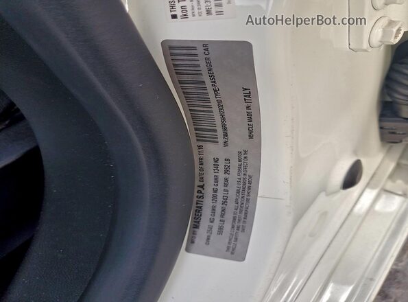 ZAM56RPS6H1230210 2017 MASERATI QUATTROPOR White Vista de la etiqueta del VIN