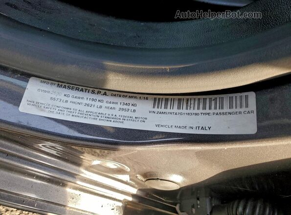 ZAM57RTA7G1183780 2016 MASERATI GHIBLI Gray Vista del compartimento del motor