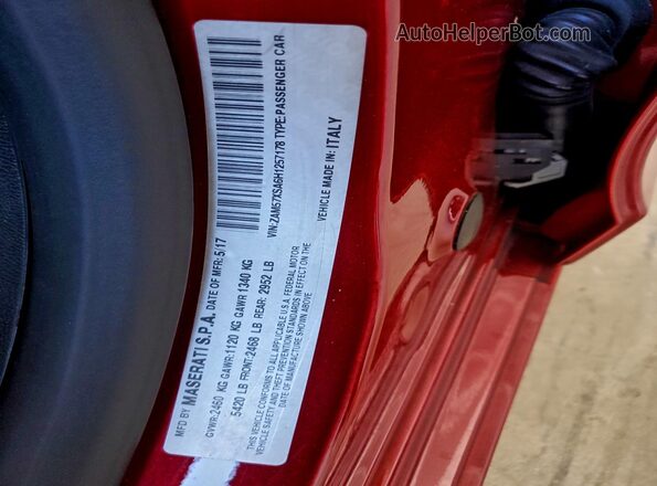 ZAM57XSA6H1257178 2017 MASERATI GHIBLI Burgundy 