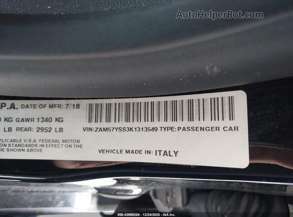ZAM57YSS3K1313549 2019 MASERATI GHIBLI Black Engine compartment view