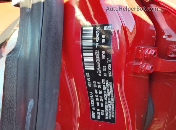 ZARFAMAN7M7639052 2021 ALFA ROMEO GIULIA Red VIN sticker view