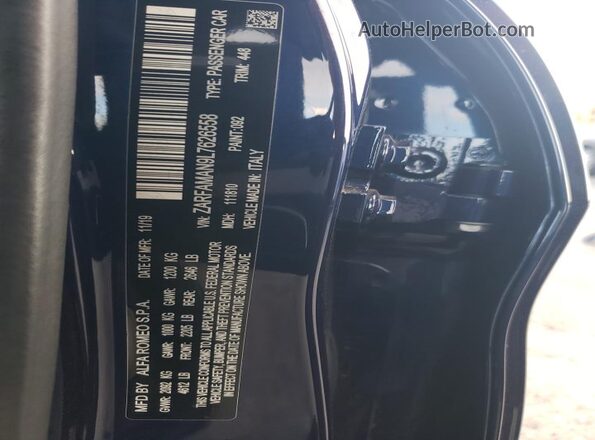 ZARFAMAN9L7626558 2020 ALFA ROMEO GIULIA Синий 