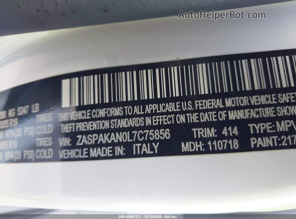 ZASPAKAN0L7C75856 2020 ALFA ROMEO STELVIO White 