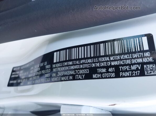 ZASPAKBN4L7C90553 2020 ALFA ROMEO STELVIO White Շարժիչի բաժամունքի տեսք