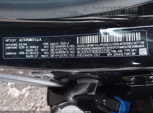 ZASPATCW0R3032282 2024 ALFA ROMEO OTHER Black Engine compartment view