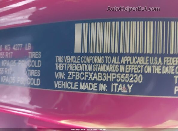 ZFBCFXAB3HP555230 2017 FIAT 500X Красный Вид подкапотного пространства