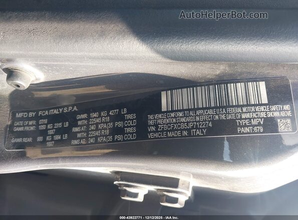 ZFBCFXCB5JP712274 2018 FIAT 500X Gray Շարժիչի բաժամունքի տեսք