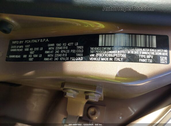 ZFBCFXDB9JP637366 2018 FIAT 500X Brown Engine compartment view