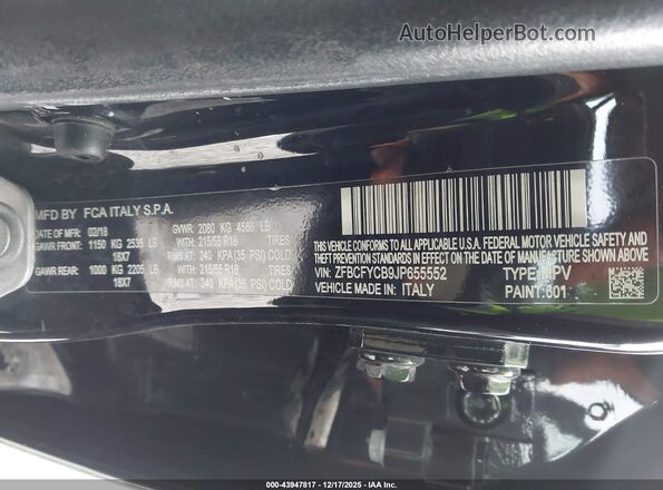 ZFBCFYCB9JP655552 2018 FIAT 500X Black Engine compartment view