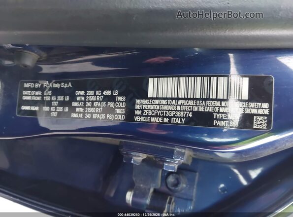 ZFBCFYCT3GP368774 2016 FIAT 500X Синий Вид подкапотного пространства