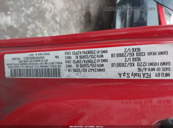 ZFBERFBT8G6C59323 2016 RAM PROMASTER CITY Красный Вид подкапотного пространства