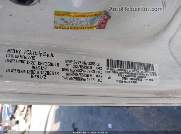 ZFBERFBTXG6A94665 2016 RAM PROMASTER CITY White Вид підкапотного простору