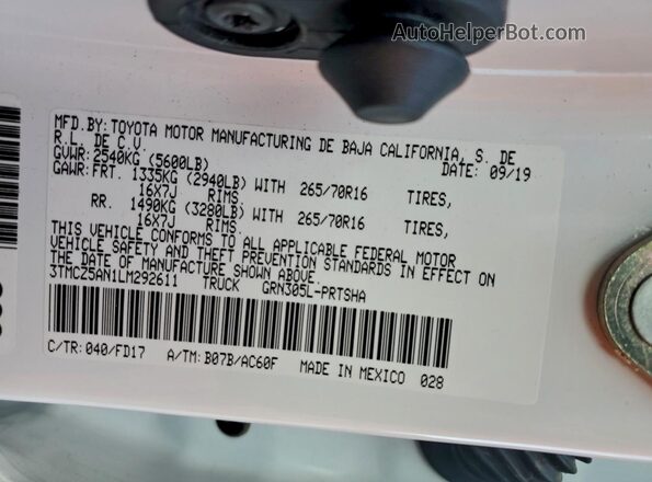 3TMCZ5AN1LM292611 2020 TOYOTA LE White 