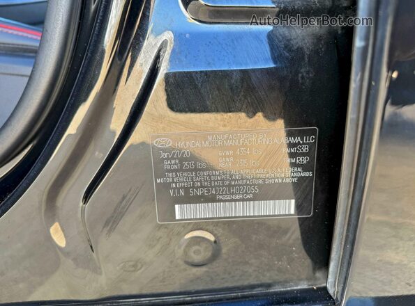 5NPEJ4J22LH027055 2020 HYUNDAI SONATA Black Widok wnętrza z tyłu