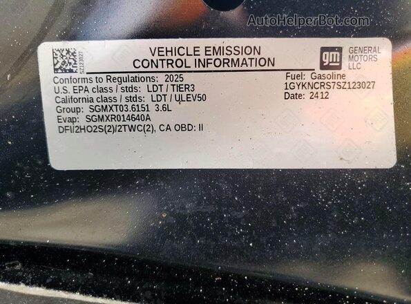 1GYKNCRS7SZ123027 2025 CADILLAC XT5 Черный 