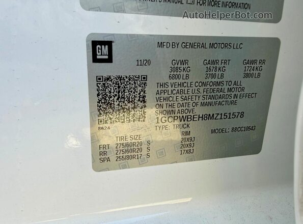 1GCPWBEH8MZ151578 2021 CHEVROLET ALL MODELS White 