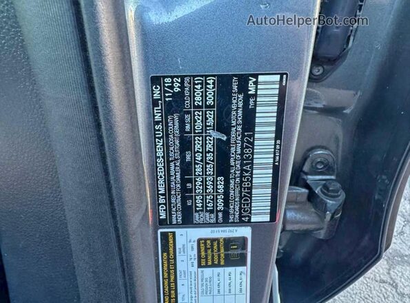 4JGED7FB5KA138721 2019 MERCEDES-BENZ GLE Угольный 